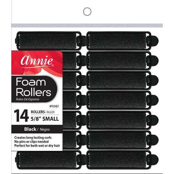 Annie Foam Rollers #1061 – Small, Black, 5/8", 14 Count