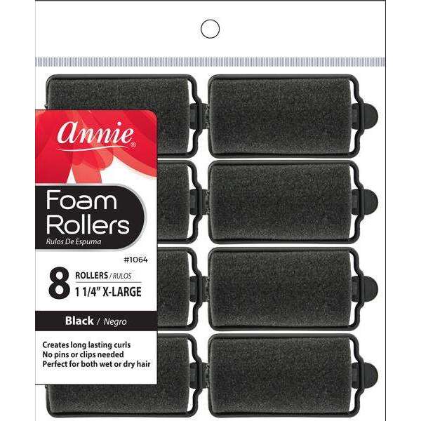 Annie Foam Rollers X-Large 8Ct Black