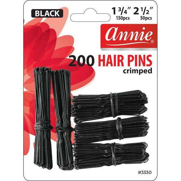 Annie 200 HAIR PINS crimped - 1 3/4” 150pcs - 2 1/2” 50pcs - Black #3330