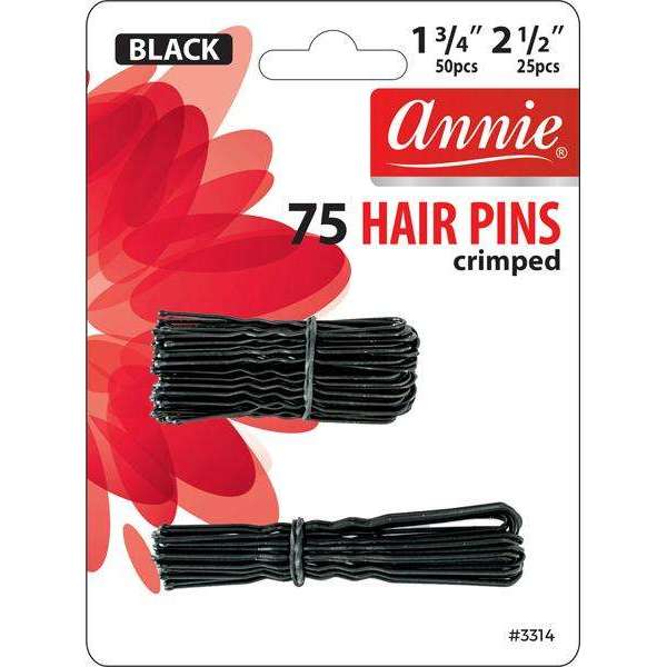 Annie 75 HAIR PINS crimped - 1 3/4” 50pcs - 2 1/2” 25pcs - Black #3314