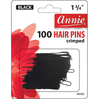 Horquillas para el pelo Annie, 1 3/4 pulgadas, 100 quilates, color negro