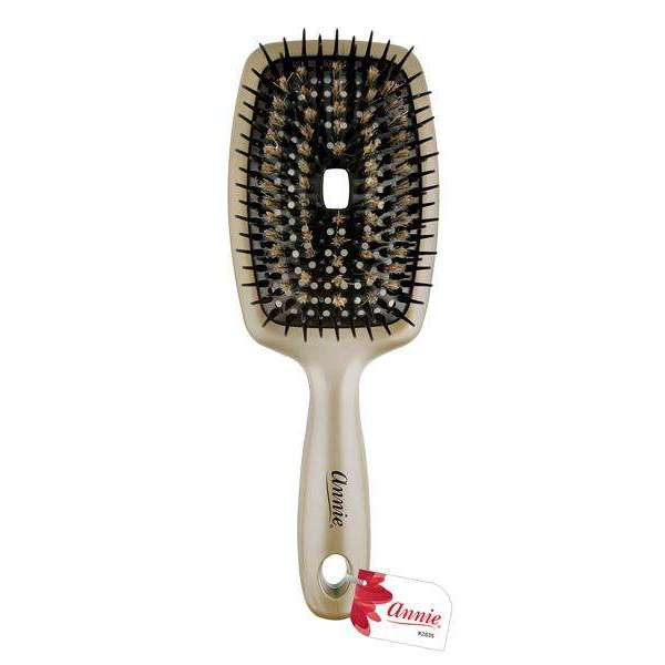 Annie I-FLOW Rectangular Paddle Brush Xtra Large Gold Soft TPE Bristle with 100% Boar Bristle Brushes Annie   