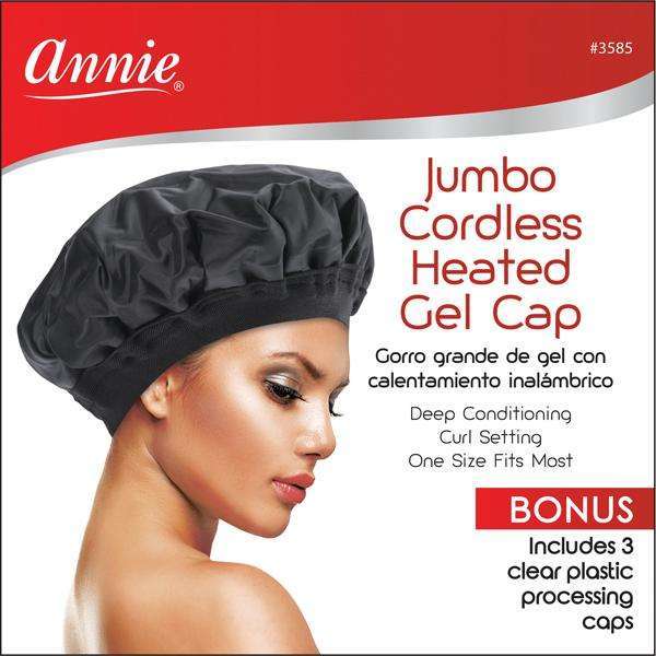 Annie Jumbo Cordless Heated Gel Cap Black Heat Caps Annie   