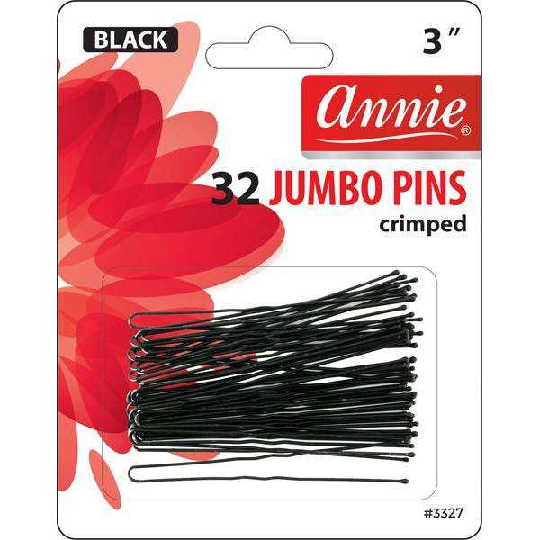 Annie 32 JUMBO PINS crimped - 3” - Black #3327