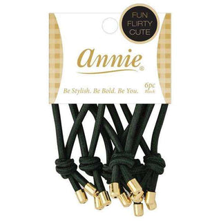 Coleta con extremo metálico Annie Knot, 6 ct, negro