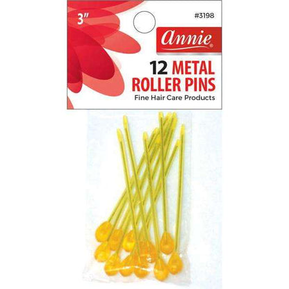 Annie International:Annie Metal Roller Pins 3in, 12 Count Metal Hair Pin, Amber