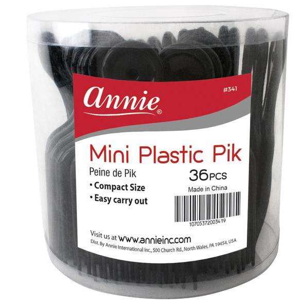 Annie Mini Plastic Pik Bulk 36Ct Black Combs Annie   