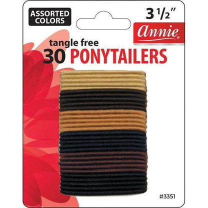 Annie International:Annie No Tangle Ponytailers 3 1/2in, 30 Count Elastic Hair Ties, Assorted Color
