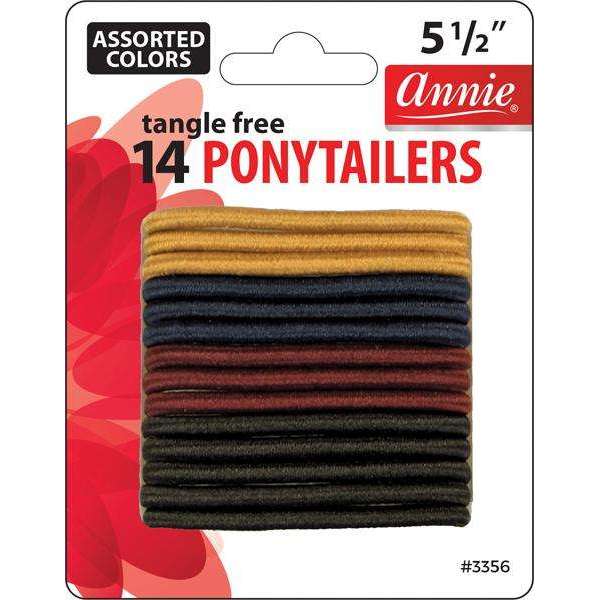 Annie No Tangle Ponytailers 5 1/2In 14ct Asst Color Ponytailers Annie   
