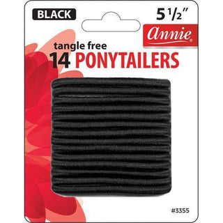 Annie No Tangle Ponytailers 5 1/2 pulgadas 14 quilates negro