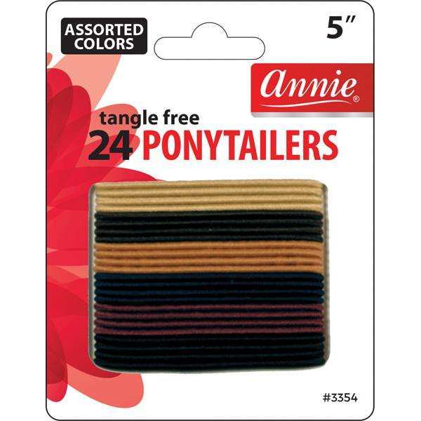 Annie No Tangle Ponytailers 5In 24ct Asst Color Thin Ponytailers Annie   