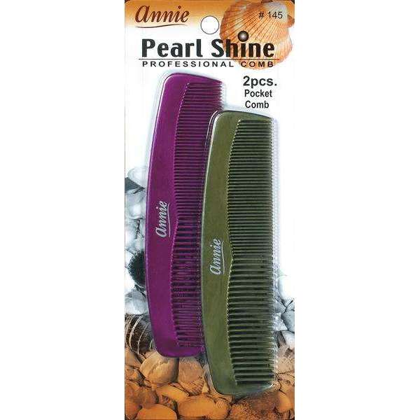 Annie Pearl Shine Combs Pocket 2Ct Asst Color Combs Annie Purple and Olive Green  