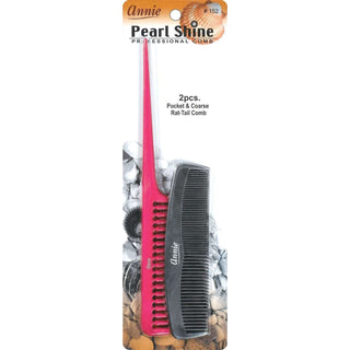 Annie Pearl Shine Combs Pocket And Rat Tail 2Ct Asst Color