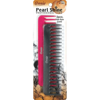 Annie Pearl Shine Combs Wide Tooth 2Ct Asst Color