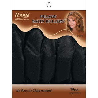 Rodillos de satén Annie Pillow, 10 quilates, color negro