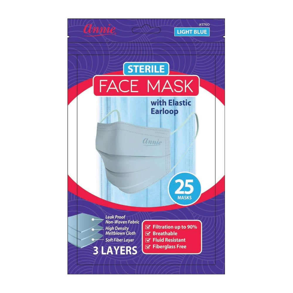 
                  
                    Load image into Gallery viewer, Annie Premium Face Mask One Size 25ct. Light Blue
                  
                