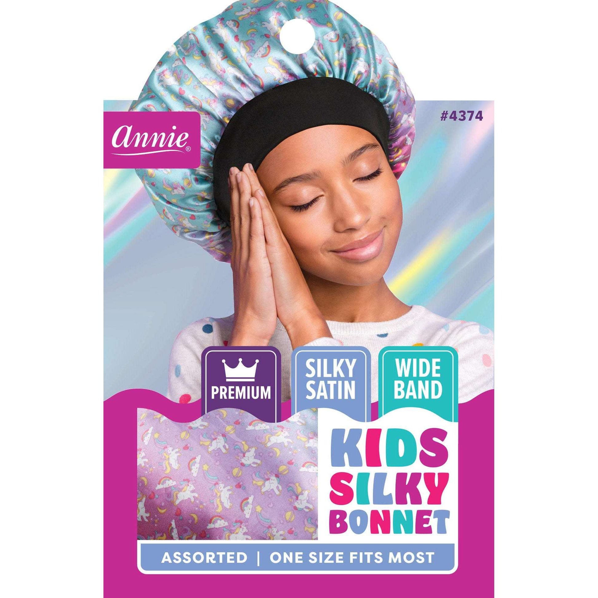 Annie Premium Kid's Silky Wide Edge Bonnet Dual Layer Assorted Bonnets Annie Unicorn  