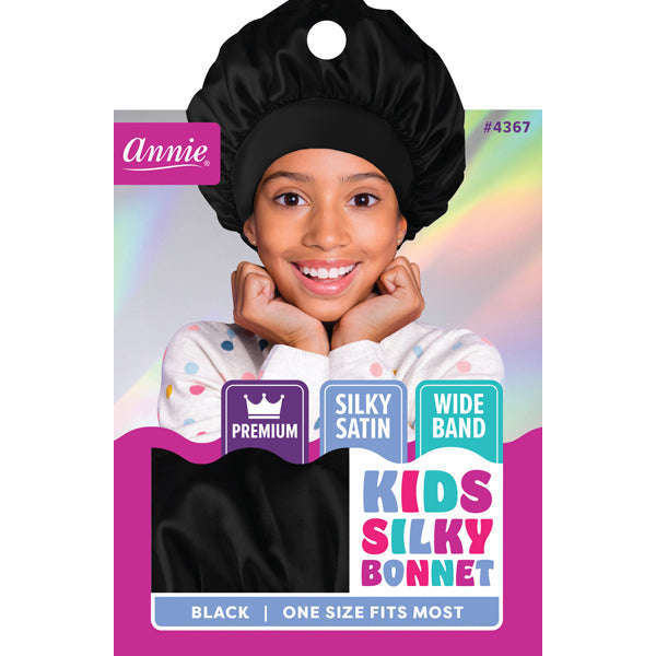 Annie Premium Kids Silky Wide Edge Dual Layer Bonnet Asst Colors Bonnets Annie Black  