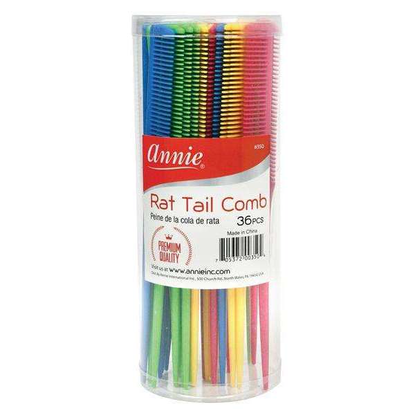 Annie Premium Rat Tail Comb 36ct Asst Color