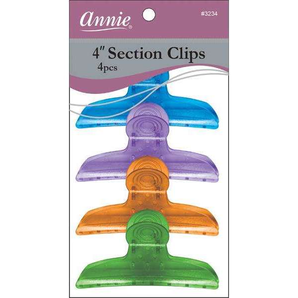 Annie Round Handle Section Clip 4Ct Transparent Asst Color
