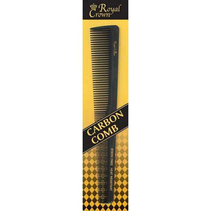 Black 7-inch carbon comb featuring fine and wide teeth for versatile styling and detangling, designed for textured and multicultural hair by Annie International.