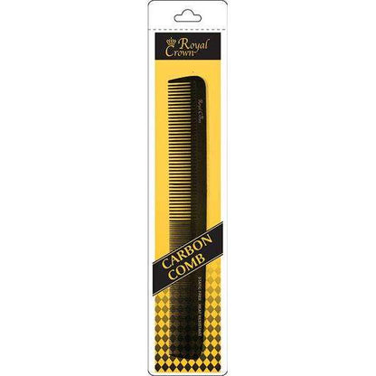 Black carbon styling comb with fine and medium teeth for smooth detangling and shaping textured and multicultural hair, part of a professional hair care tool line.