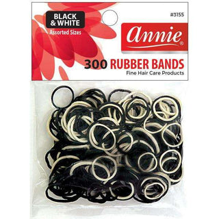 Bandas de goma Annie Asst Tamaño 300Ct Blanco y Negro