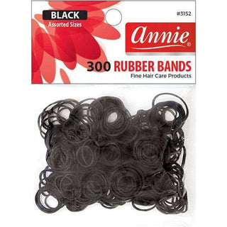 Annie Rubber Bands Asst Size 300Ct Black