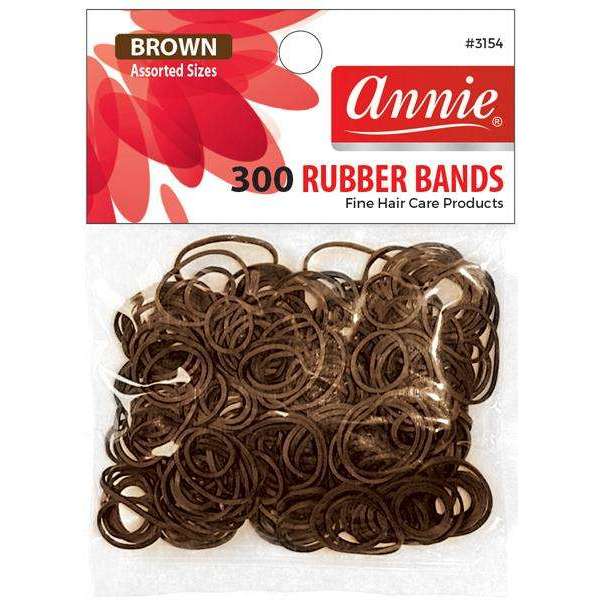 Annie Rubber Bands Asst Size 300Ct Brown
