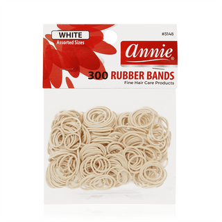 Annie Rubber Bands Asst Size 300Ct White
