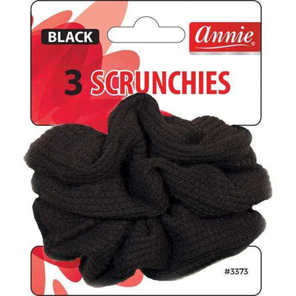 Annie International:Annie Scrunchies, 3 Count Elastic Fabric Hair Band, Black