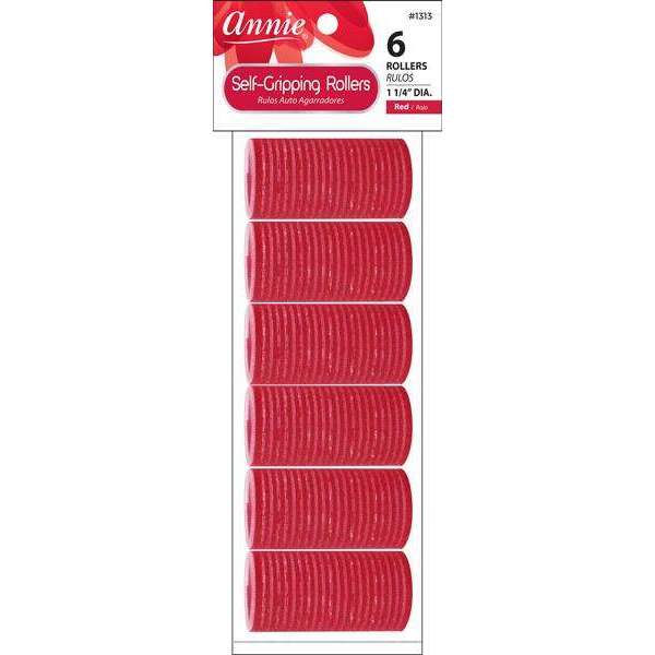Annie Self-Gripping Rollers 1 1/4In 6Ct Red Self-Gripping Rollers Annie   