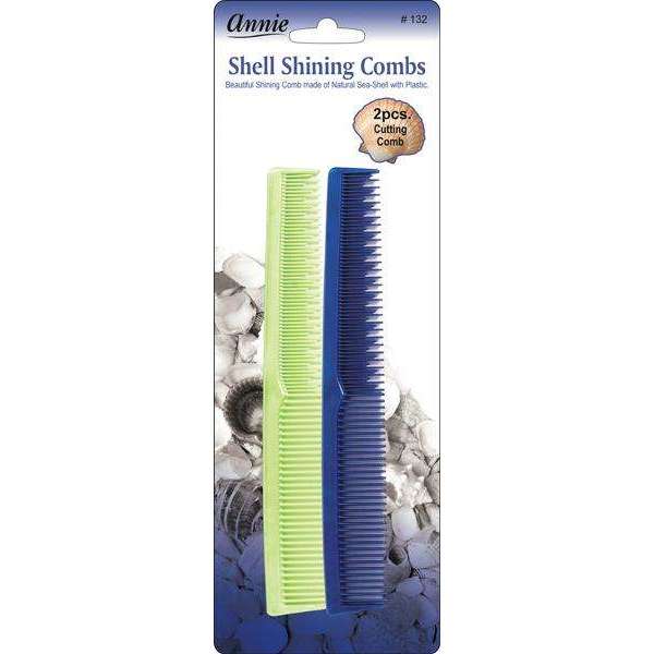 Annie Shell Shining Combs Cutting 2Ct Asst Color Combs Annie Bright Green and Blue  
