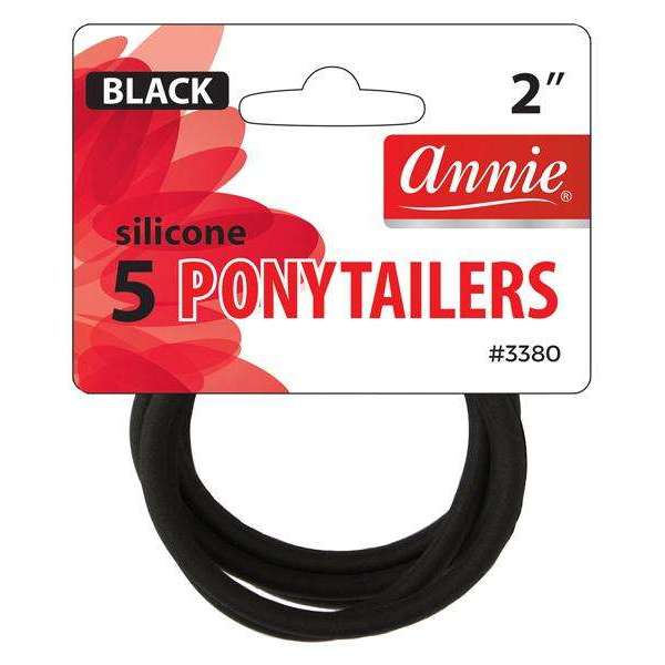 Annie 5 Silicone Ponytailers - BLACK #3380