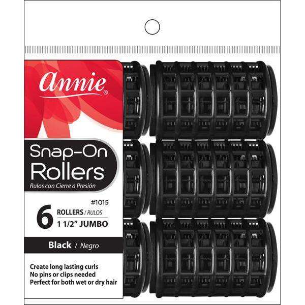 Annie Snap-On Rollers Size Jumbo 6Ct Black Snap-On Rollers Annie   