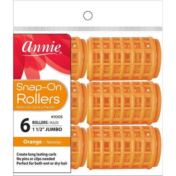 Annie Snap-On Rollers Size Jumbo 6Ct Orange Snap-On Rollers Annie   