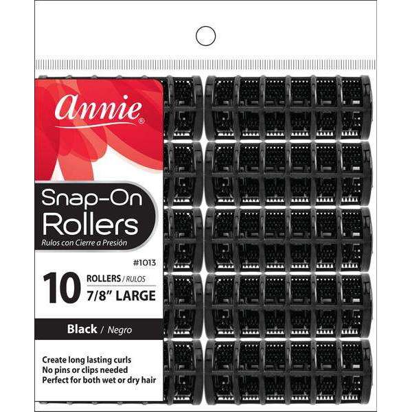 Annie Snap-On Rollers Size L 10Ct Black Snap-On Rollers Annie   