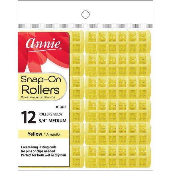Annie Snap-On Rollers Size M 12Ct Yellow Snap-On Rollers Annie   
