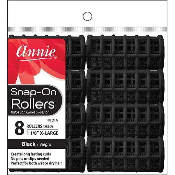 Annie Snap-On Rollers Size XL 8Ct Black Snap-On Rollers Annie   