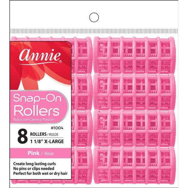Annie Snap-On Rollers Size XL 8Ct Pink Snap-On Rollers Annie   