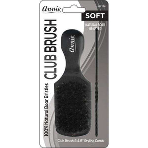 
                  
                    Load image into Gallery viewer, Annie Soft Mini Soft Club Boar Bristle Brush With Comb 4.8In Brushes Annie   
                  
                