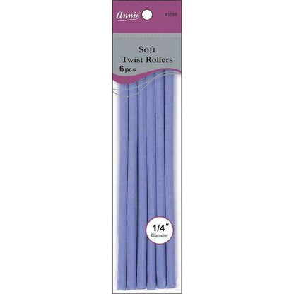 Annie International:Annie Soft Twist Roller 1/4in, 6 Count Heatless Hair Curlers, Lavender