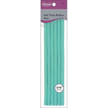 Annie International:Annie Soft Twist Rollers 5/16in, 6 Count XL Heatless Hair Curlers, Green