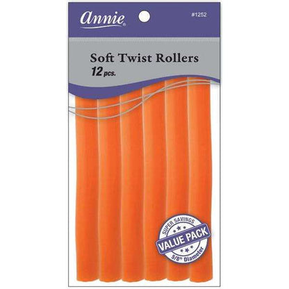 Annie International:Annie Soft Twist Rollers 5/8in, 12 Count Heatless Hair Curlers Value Pack, Orange