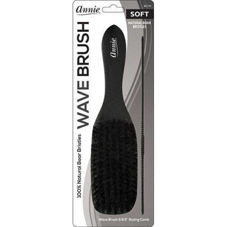 Annie Soft Wood Wave Boar Bristle Brush With Comb 8.5 inch