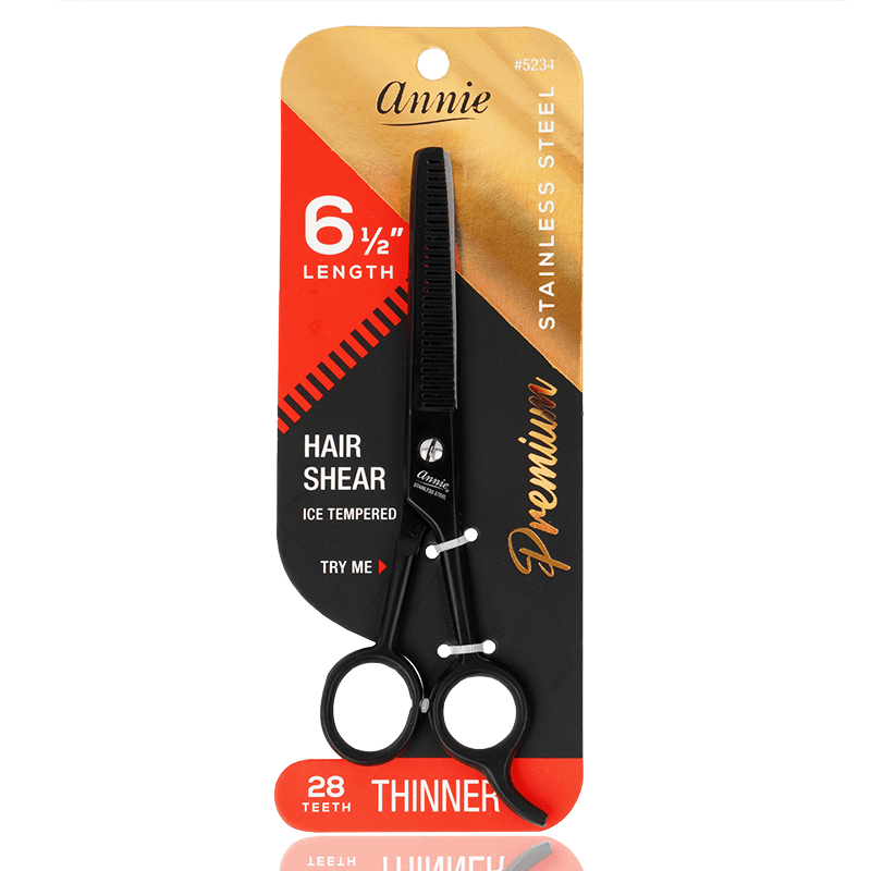 
                  
                    갤러리 뷰어에 이미지 로드, Annie Stainless Steel  Thinning Hair Shears 6.5 Inch Black Hair Shears Annie   
                  
                