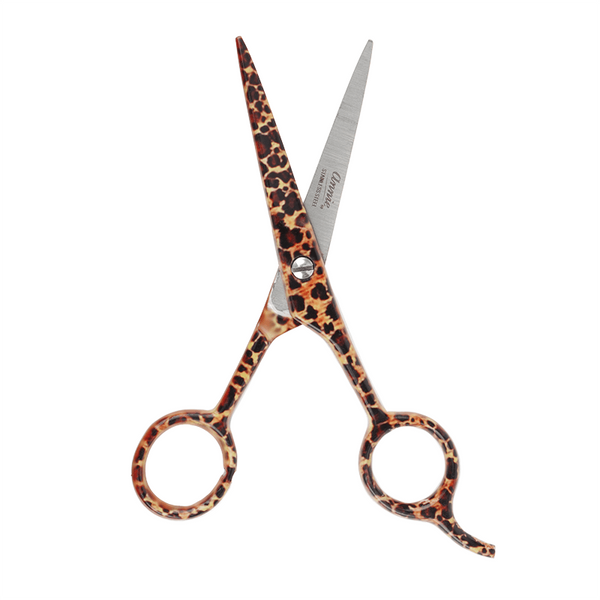 Annie Stainless Steel Straight Hair Shears 5.5 Inch Leopard Pattern