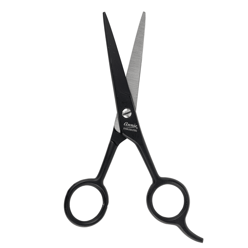 Annie Stainless Steel Straight Hair Shears 5.5 Inch Black Hair Shears Annie   
