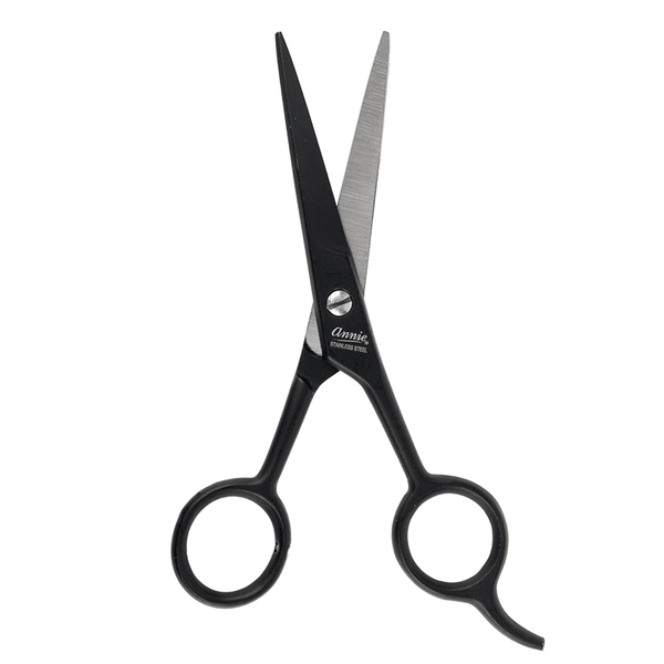 Annie Stainless Steel Straight Hair Shears 5.5 Inch Black Hair Shears Annie   