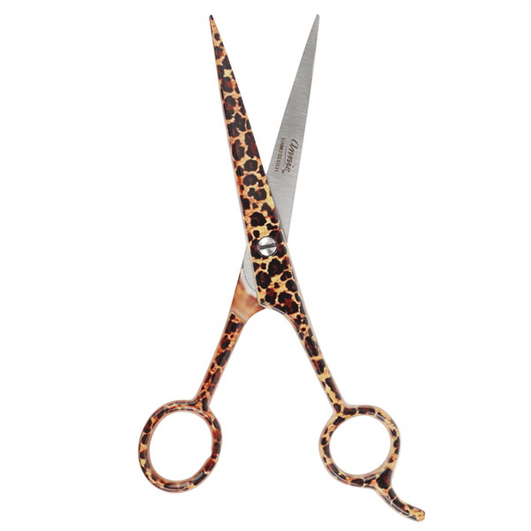 Annie Stainless Steel Straight Hair Shears 6.5 Inch Leopard Pattern Hair Shears Annie   